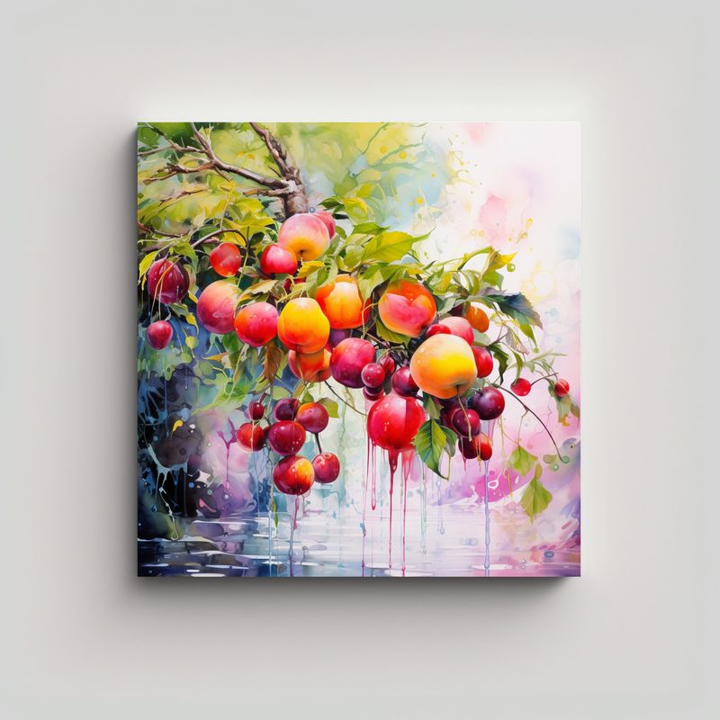 GENERICO - Pintura Abstracta De árboles Frutales En Colores 70x70 Cm