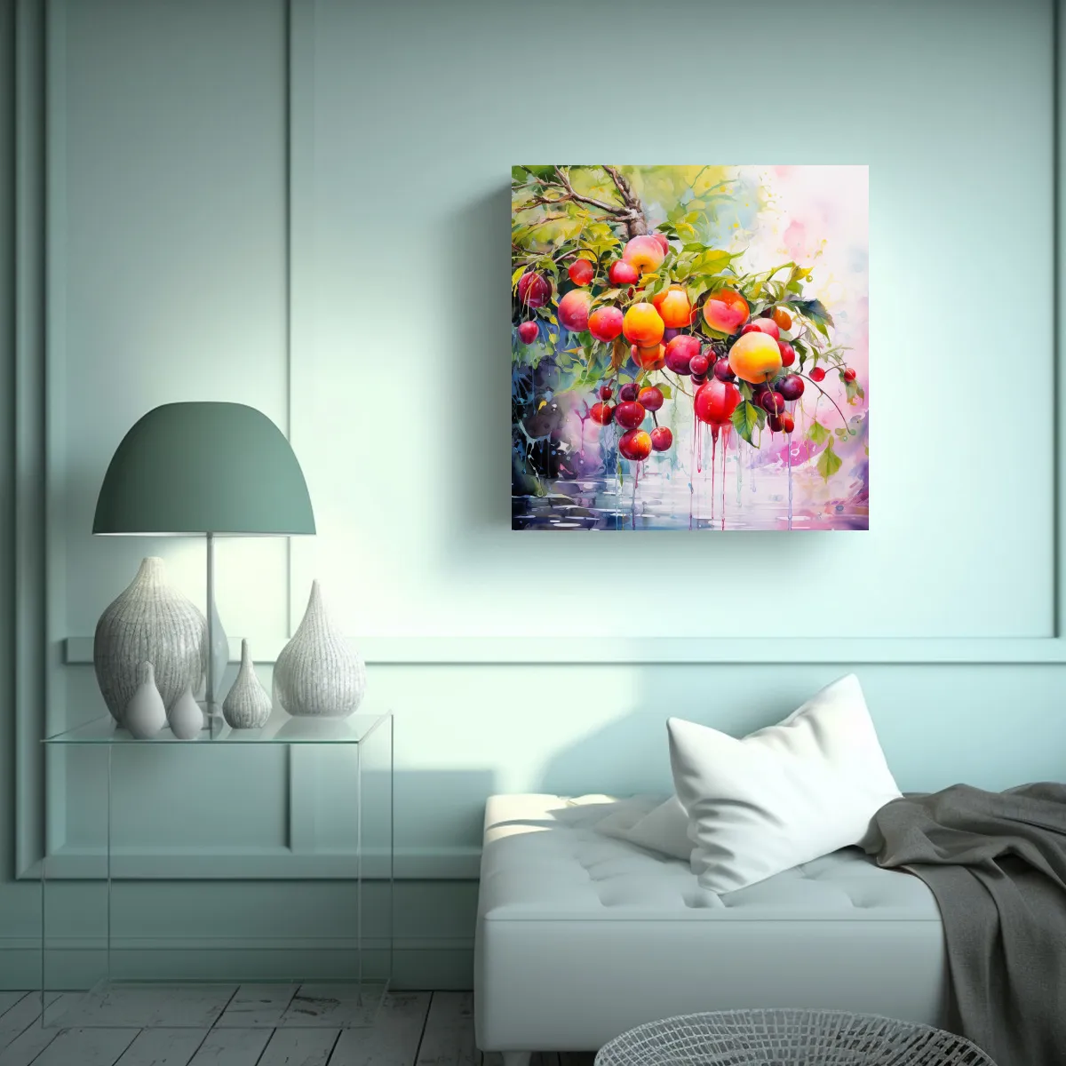 GENERICO - Pintura Abstracta De árboles Frutales En Colores 70x70 Cm