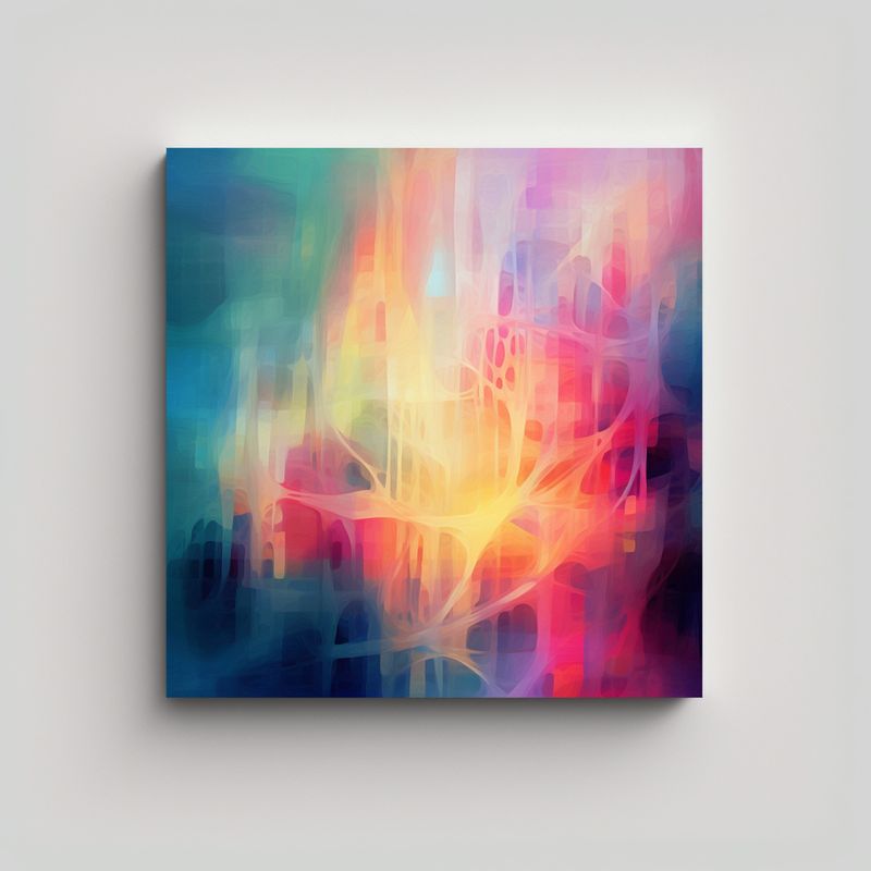 GENERICO - Arte Abstracto Baño Vibrante Cuadros Digitales 90x90 Cm