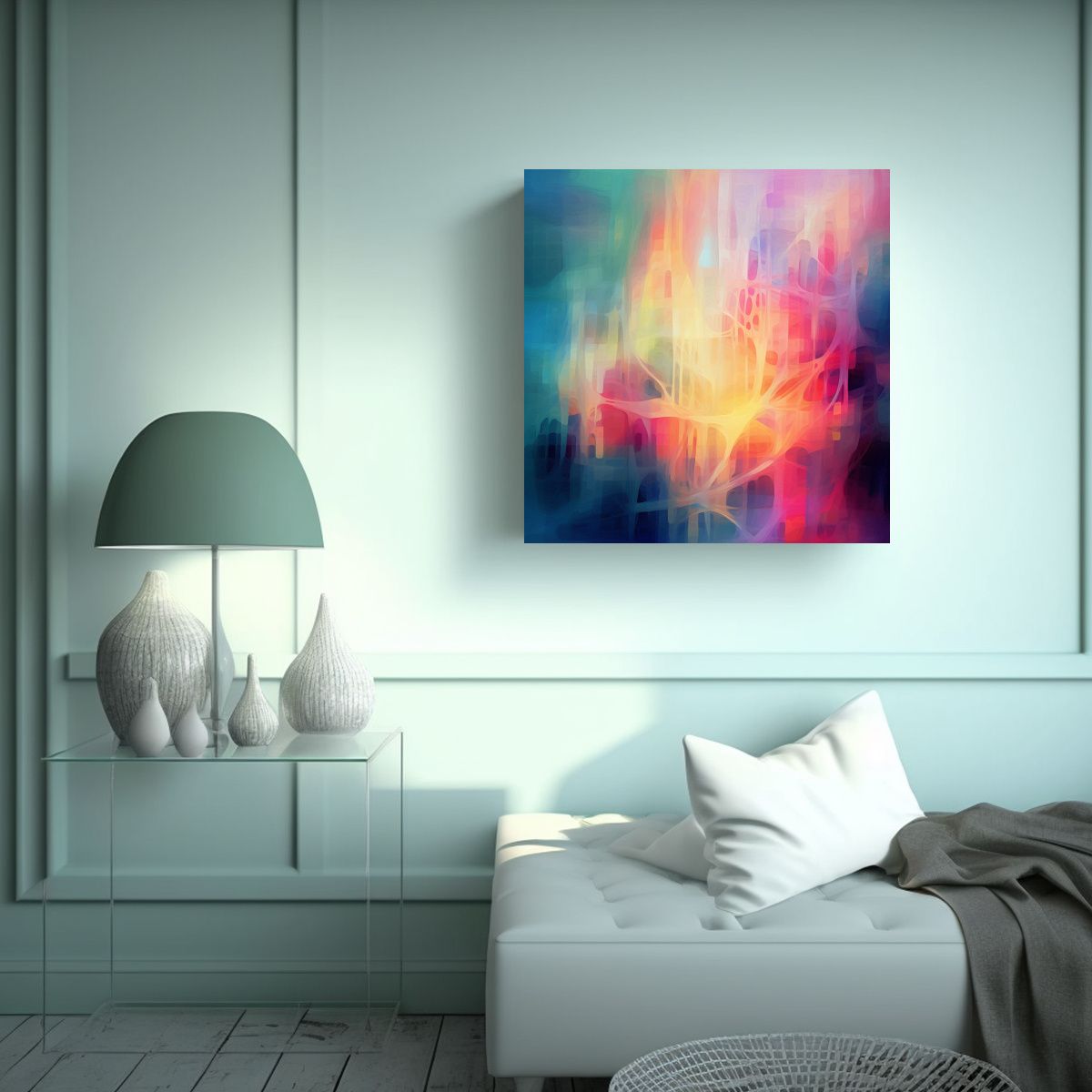 GENERICO - Arte Abstracto Baño Vibrante Cuadros Digitales 50x50 Cm