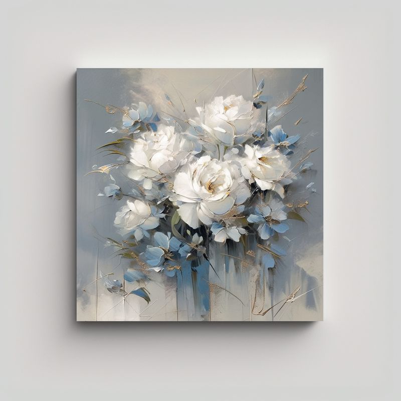 GENERICO - Cuadro De Flores En Lienzo: Estilo Decorativo En 50x50 Cm