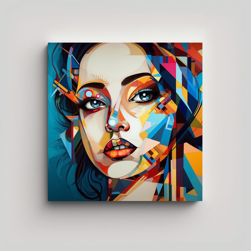 GENERICO - Pintura Abstracta Expresionista Con Formas 90x90 Cm
