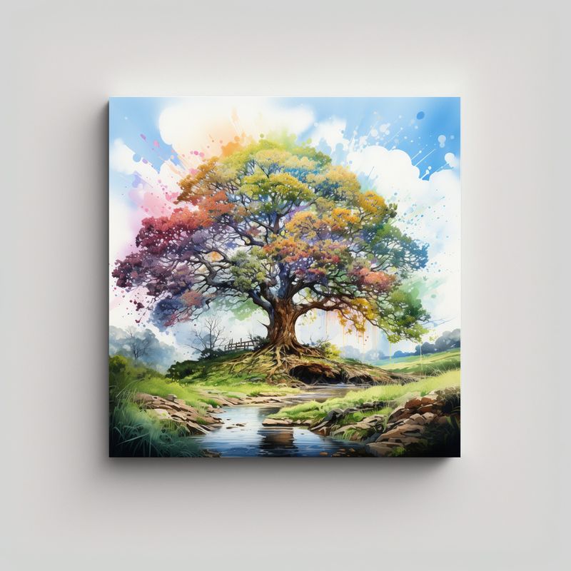 GENERICO - Tela En Bastidor Dibujo Mural De Un Árbol De 90x90 Cm