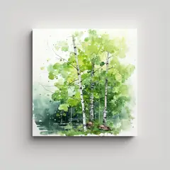 GENERICO - Pintura Abstracta En Acuarela De Colores Verdes 70x70 Cm