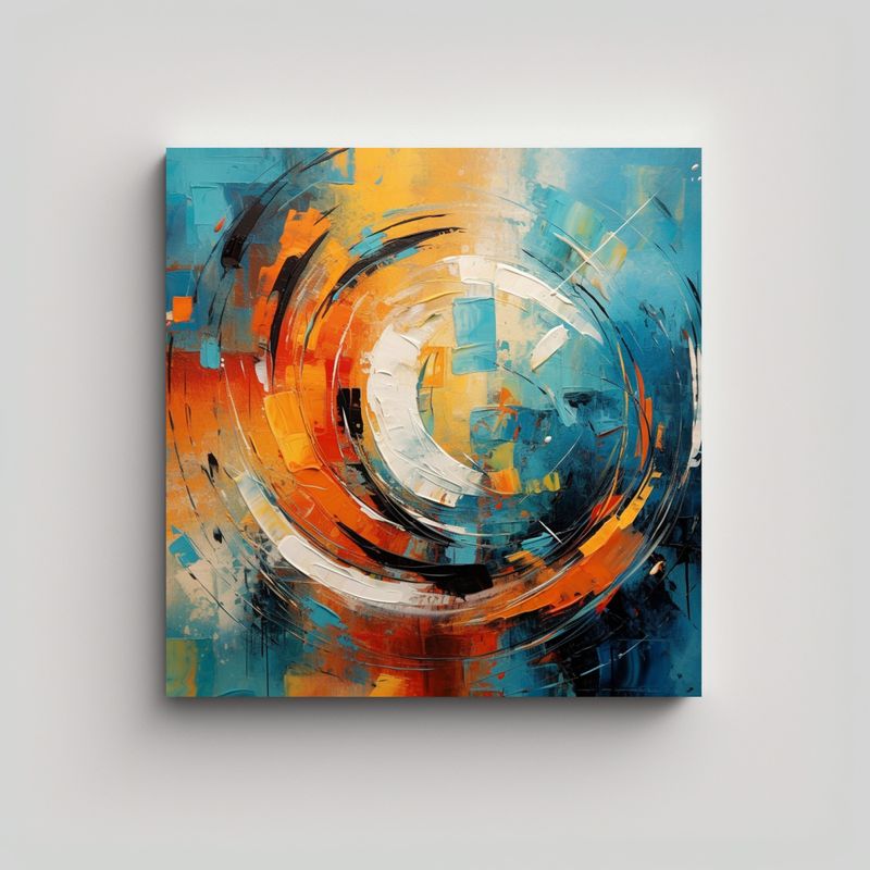 GENERICO - Cuadro Abstracto Estilo óleo Cálido Para 60x60 Cm