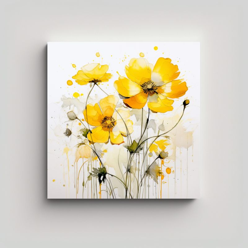 GENERICO - Pintura Abstracta Decorativa Con Flores 60x60 Cm