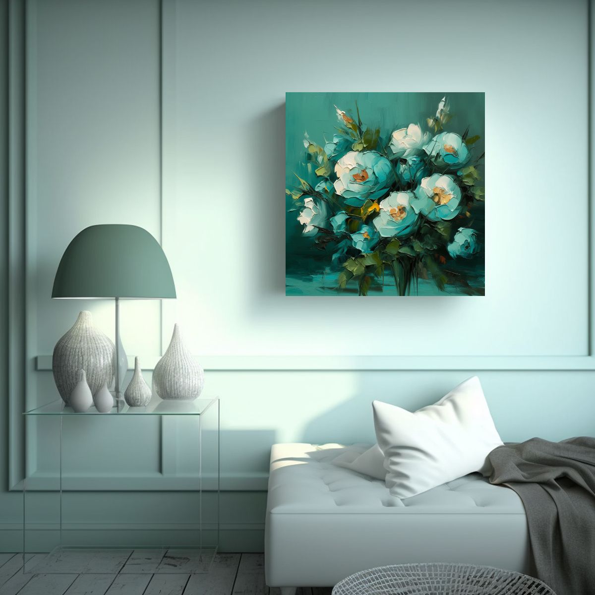 GENERICO - Arte De Pared Dibujo Innovador En Colores Teal 70x70 Cm