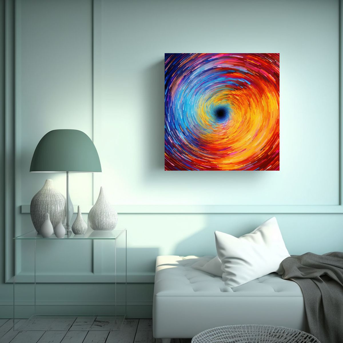 GENERICO - Cuadro Forma Adorno Rch Remolino De Colores 80x80 Cm