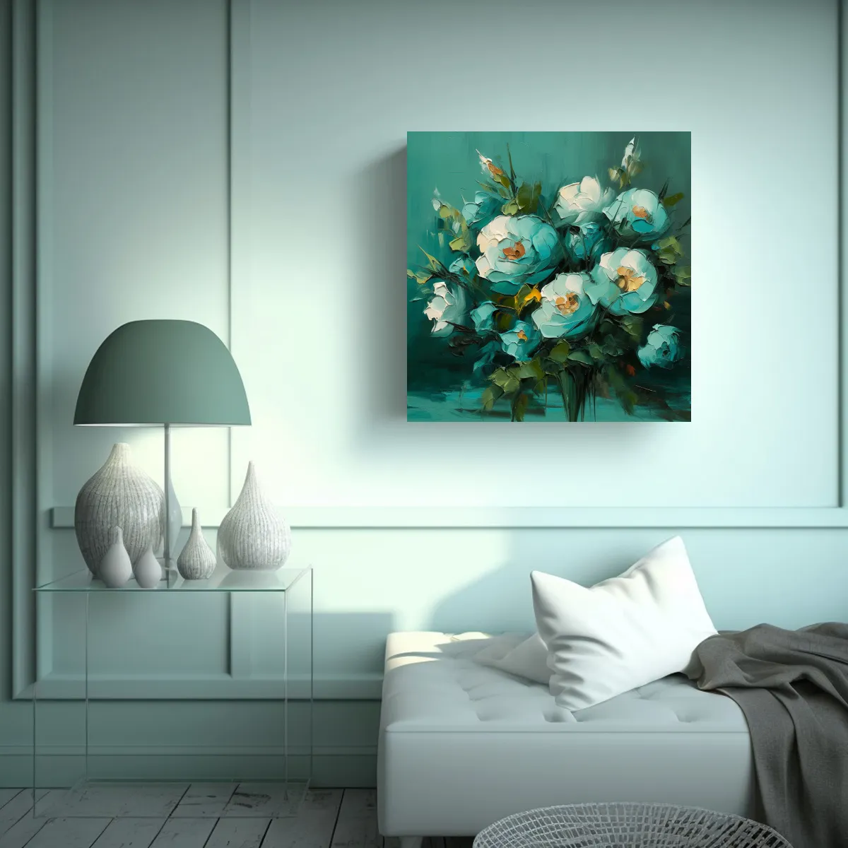 GENERICO - Arte De Pared Dibujo Innovador En Colores Teal 50x50 Cm