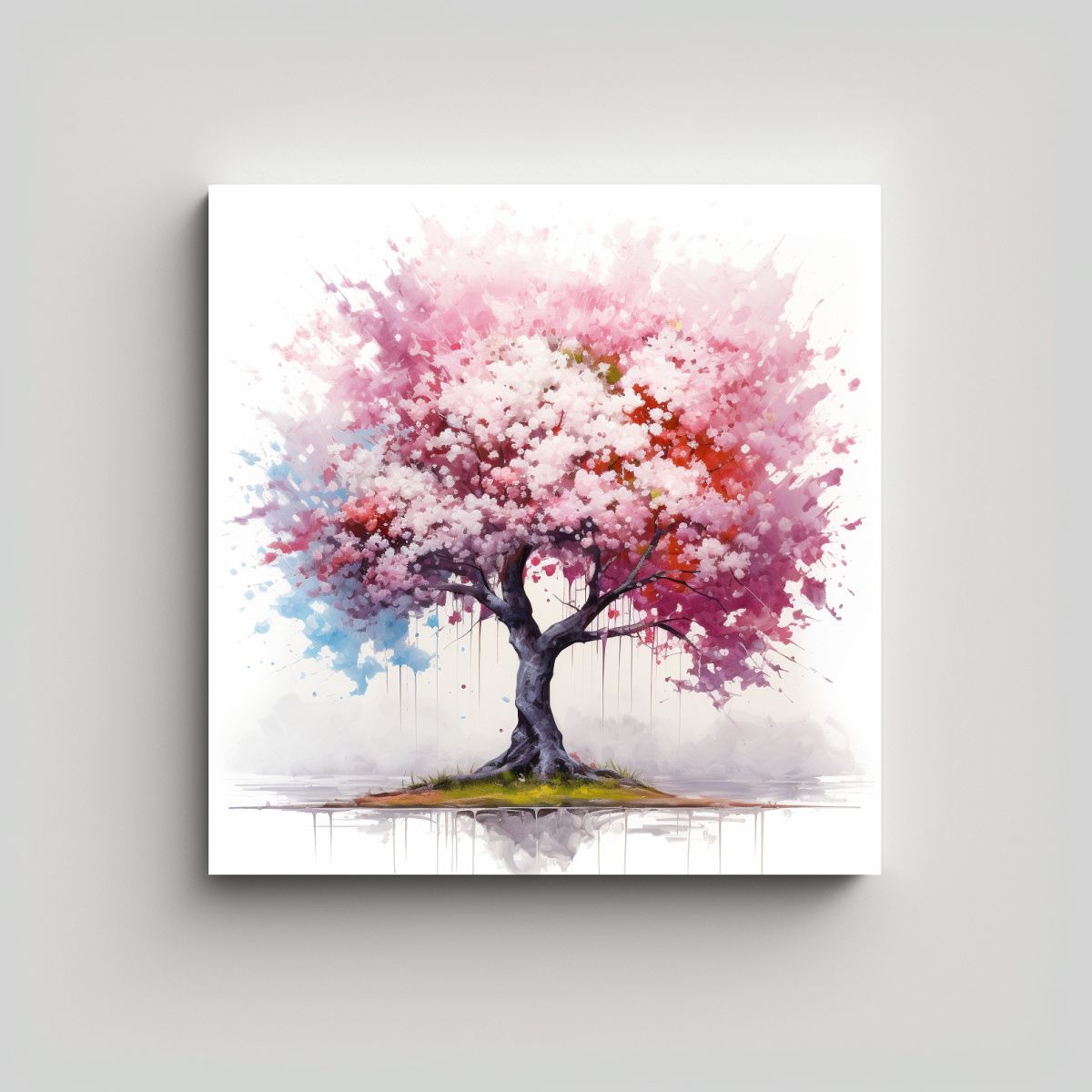 GENERICO - Pintura Abstracta Acuarela árbol Cerezo En 80x80 Cm