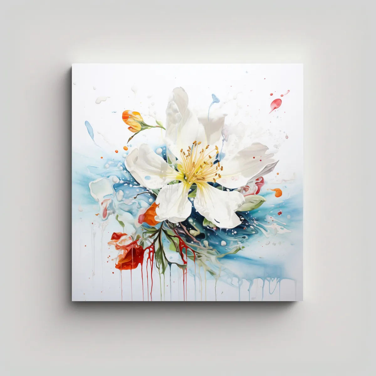 GENERICO - Pintura Abstracta De Flores En Colores Blancos 90x90 Cm