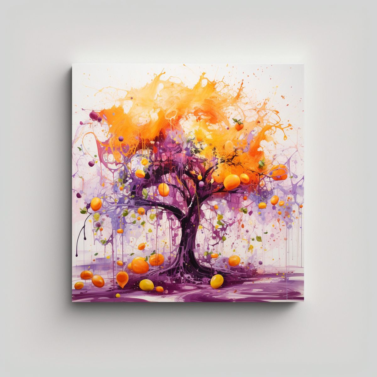 GENERICO - Pintura Abstracta De Un Naranjo Púrpura Con 90x90 Cm