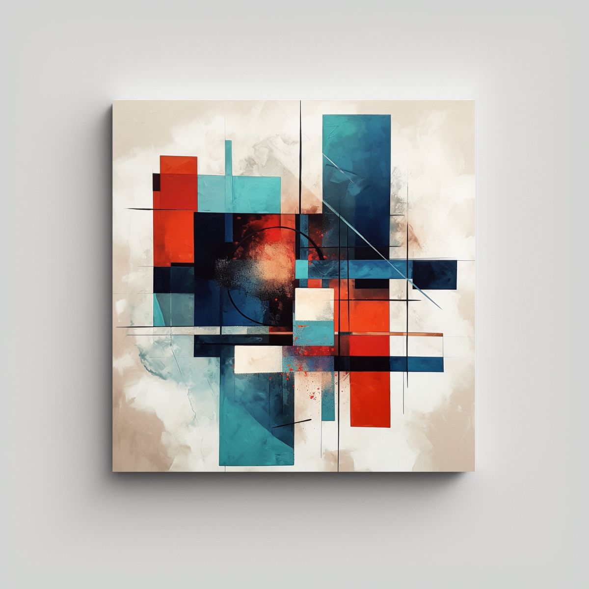 GENERICO - 1 Cuadro Abstracto Vintage Equilibrio Visual Con 60x60 Cm