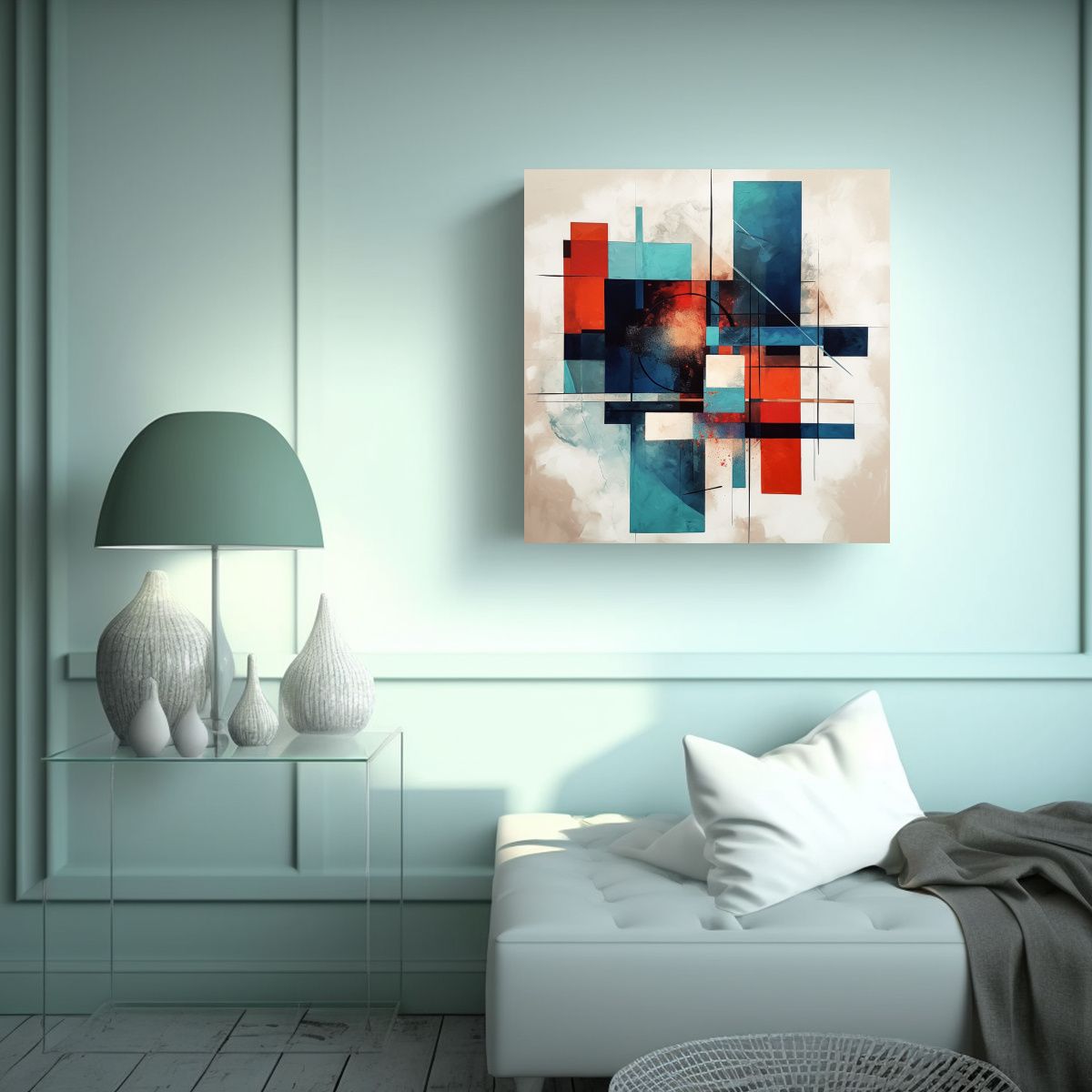 GENERICO - 1 Cuadro Abstracto Vintage Equilibrio Visual Con 60x60 Cm