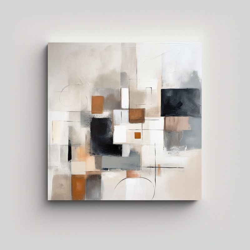 GENERICO - Pintura Abstracta Minimalista En Bastidor Con 90x90 Cm
