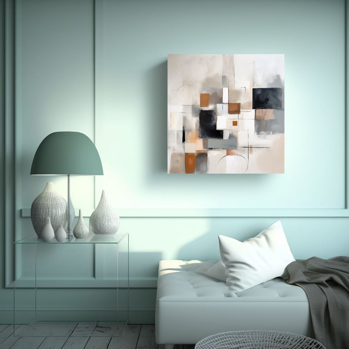 GENERICO - Pintura Abstracta Minimalista En Bastidor Con 90x90 Cm