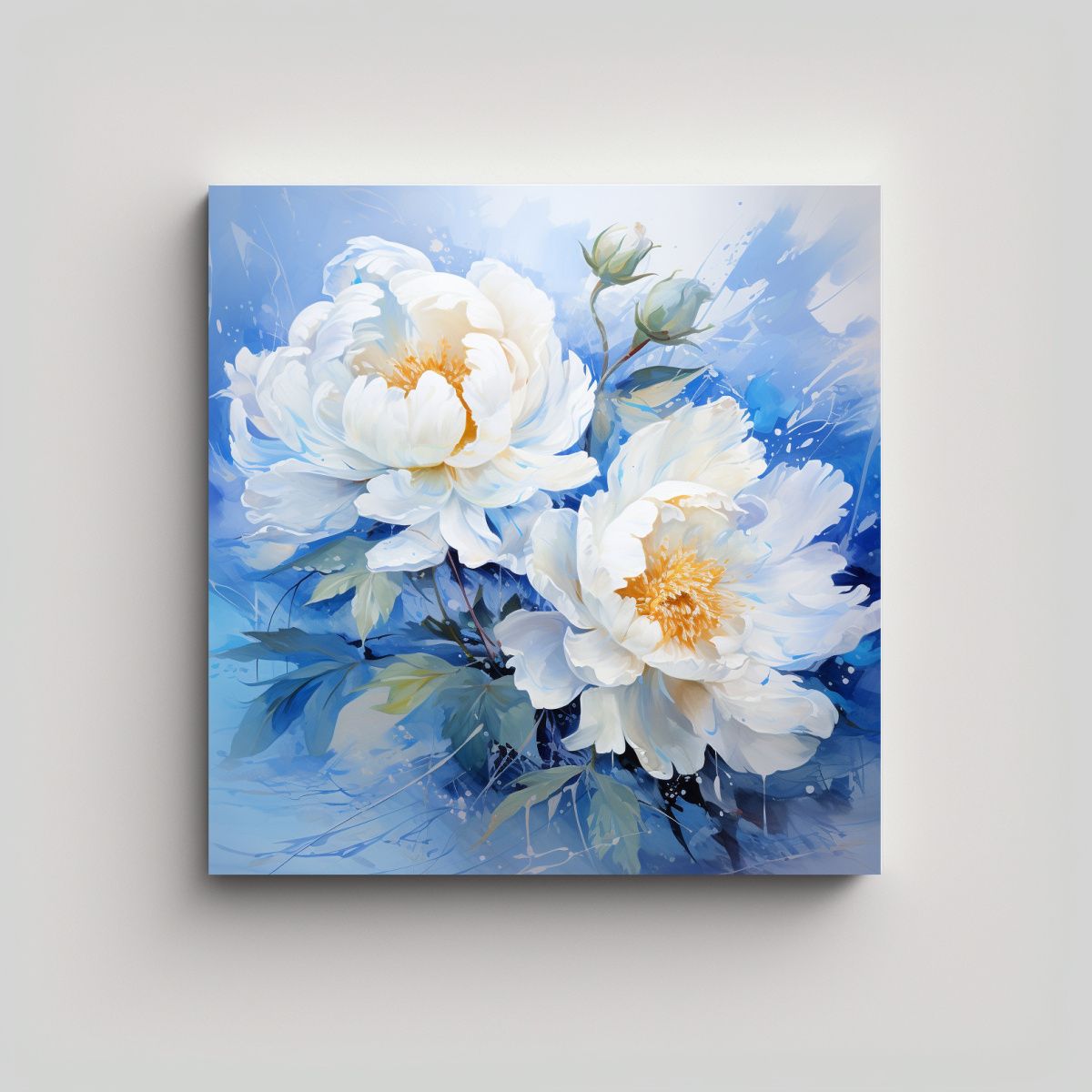 GENERICO - Cuadro Abstracto De Flores Peonías En Colores 50x50 Cm