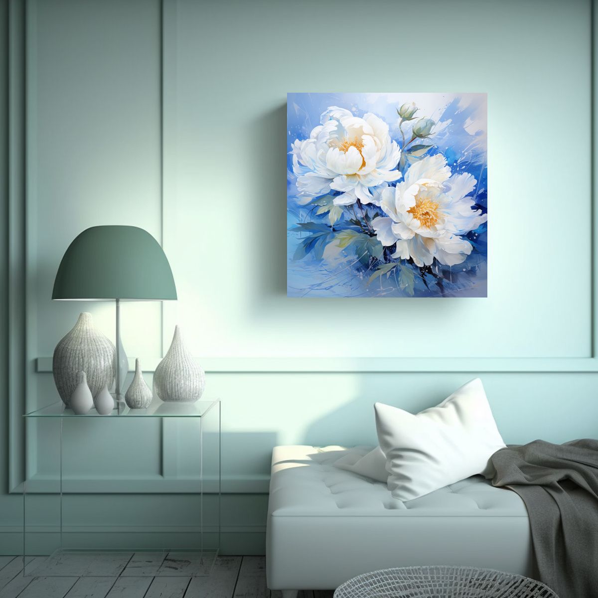 GENERICO - Cuadro Abstracto De Flores Peonías En Colores 50x50 Cm