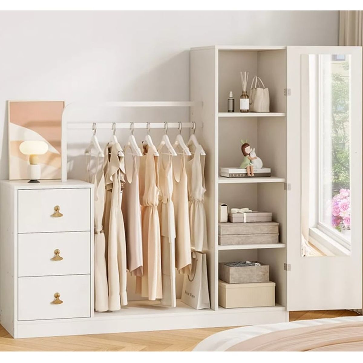 U BUY - Closet Mueble Para Dormitorio Organizador De Ropa Con Espejo
