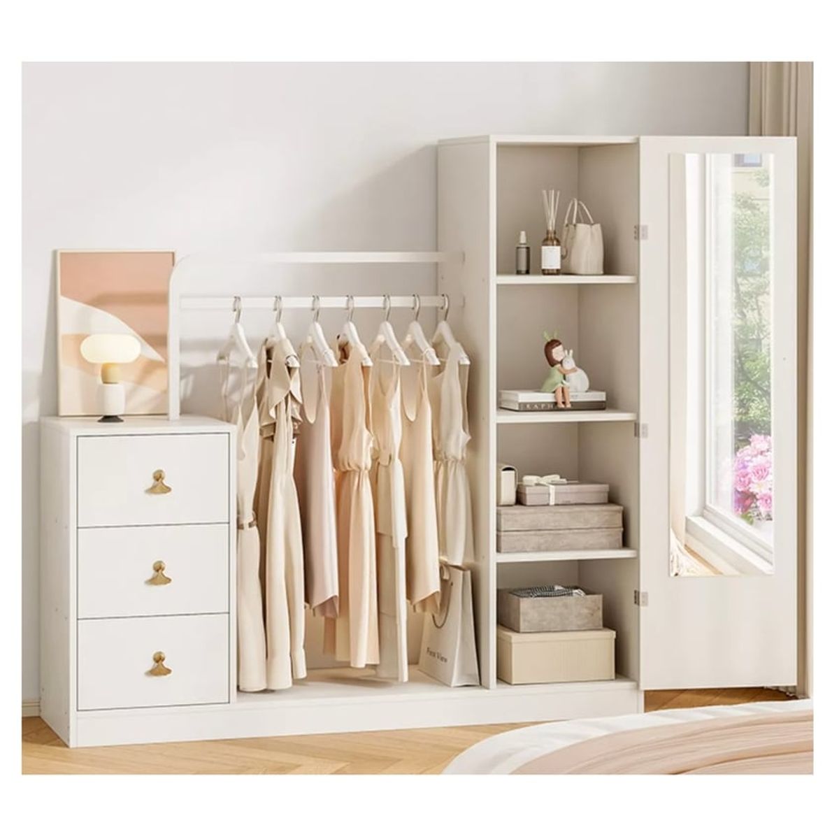 U BUY - Closet Mueble Para Dormitorio Organizador De Ropa Con Espejo
