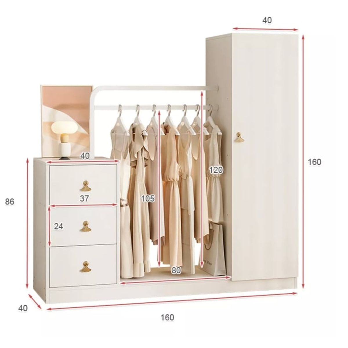 U BUY - Closet Mueble Para Dormitorio Organizador De Ropa Con Espejo