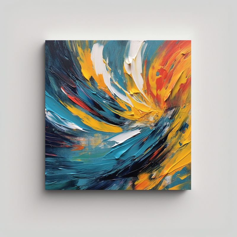 GENERICO - Pintura Abstracta Moderna En Bastidor De Tela 60x60 Cm