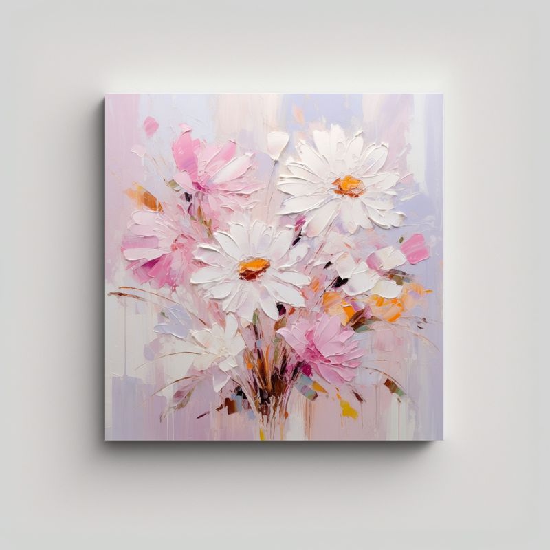 GENERICO - Cuadro Decorativo Flor Poder A En Lienzo Blanco Y 90x90 Cm