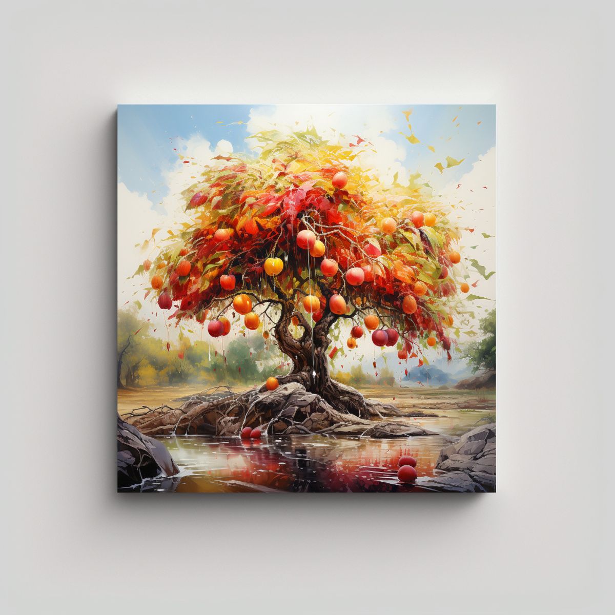 GENERICO - Tela En Bastidor Composición Armonía De Colores 90x90 Cm