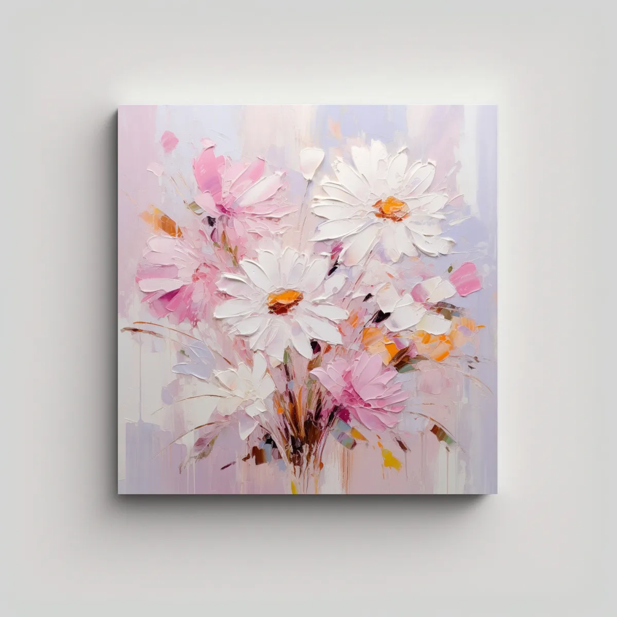 GENERICO - Cuadro Decorativo Flor Poder A En Lienzo Blanco Y 70x70 Cm