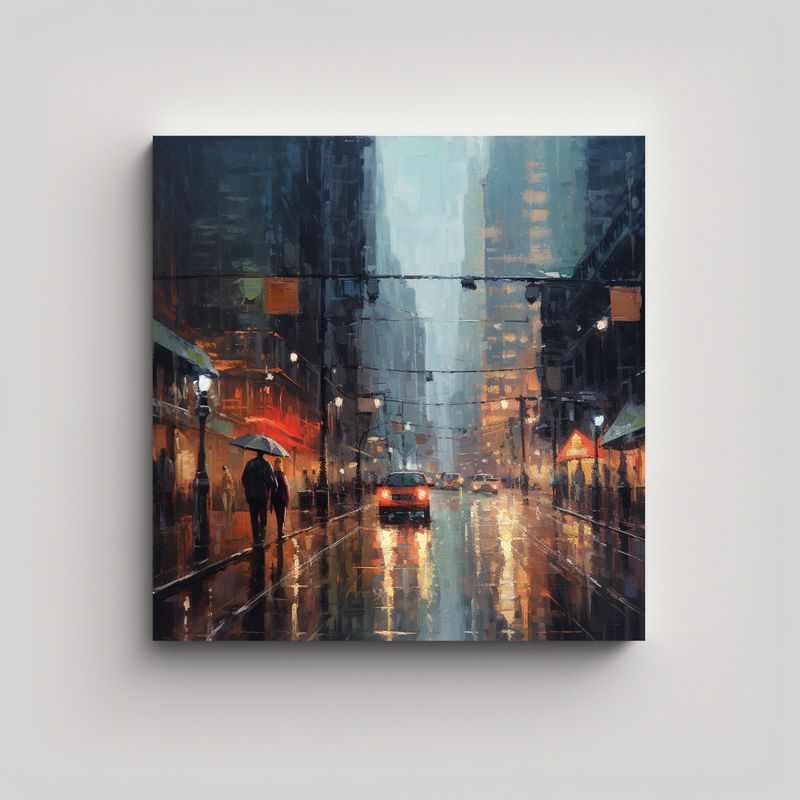 GENERICO - Cuadro Composición Simétrico Estilo Pintura Al 90x90 Cm