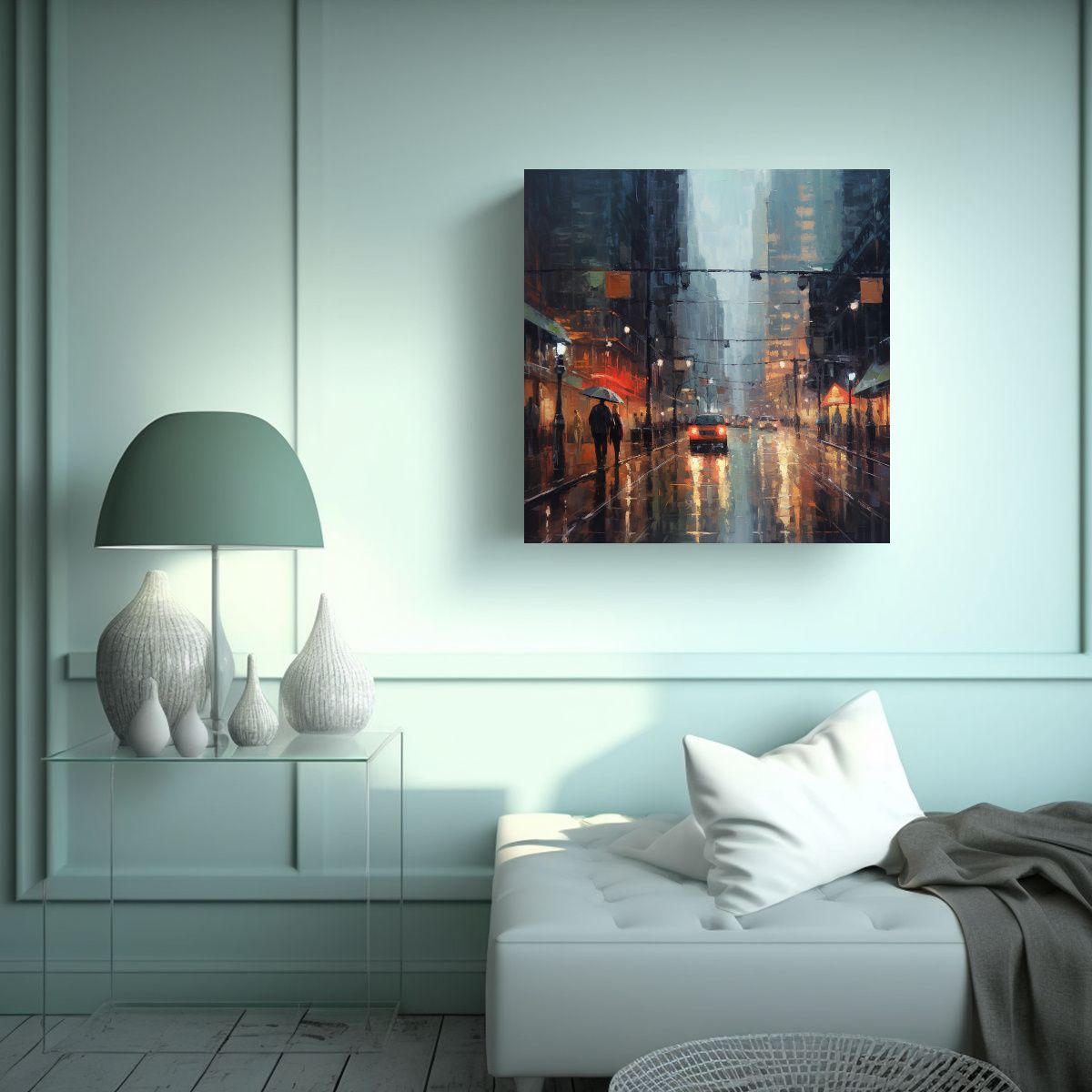 GENERICO - Cuadro Composición Simétrico Estilo Pintura Al 70x70 Cm