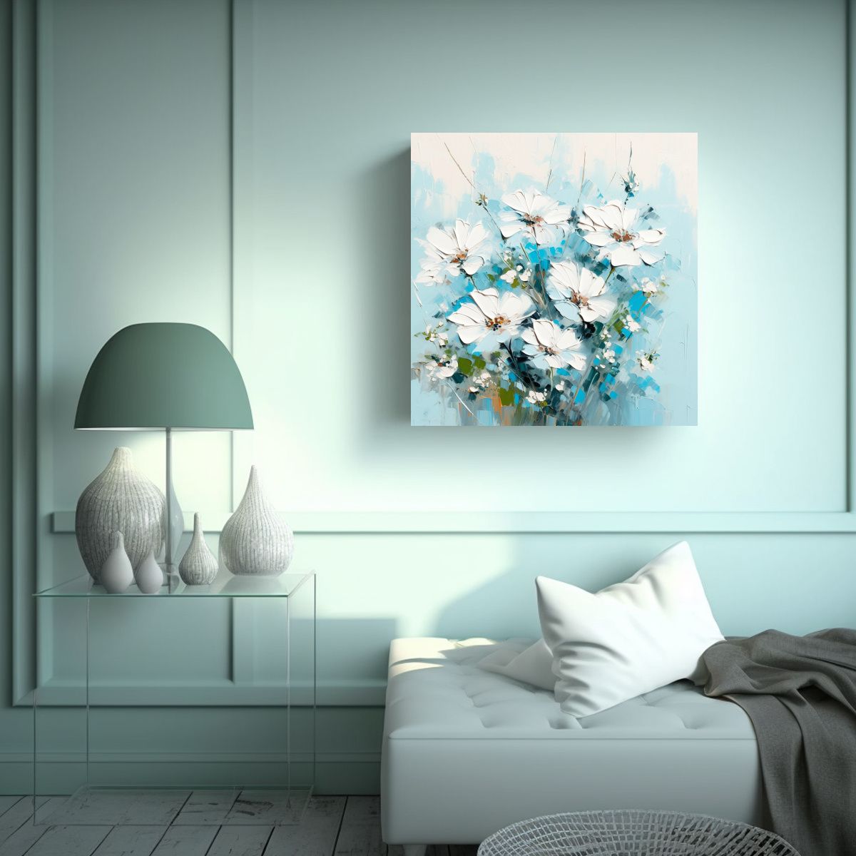 GENERICO - Cuadro De Flores En Lienzo Estilo Galería En 50x50 Cm