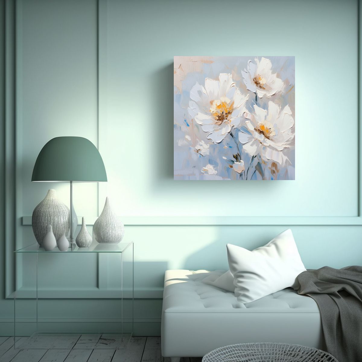 GENERICO - Cuadro Acuarela Elegancia Flores De Colores En 90x90 Cm