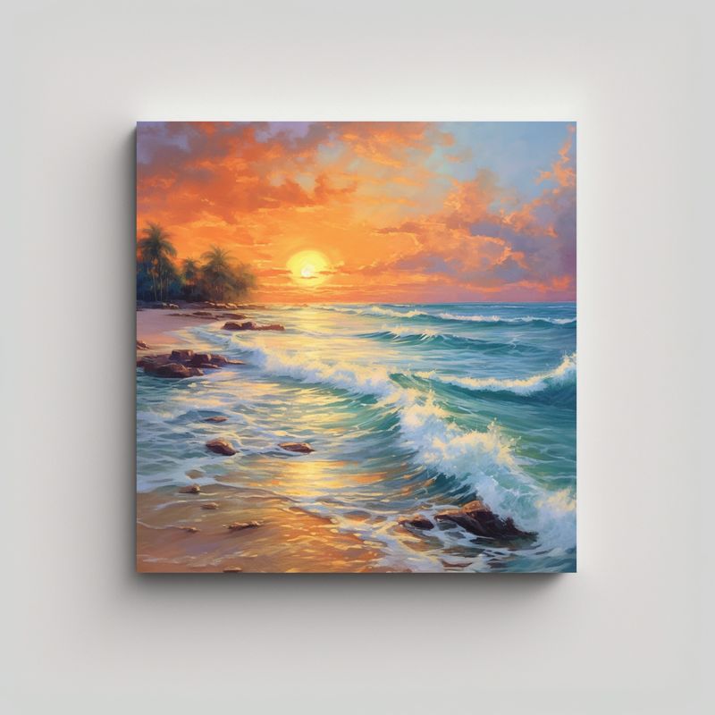 GENERICO - Paisaje Costero Con Ballena En Lienzo Fotográfico 50x50 Cm