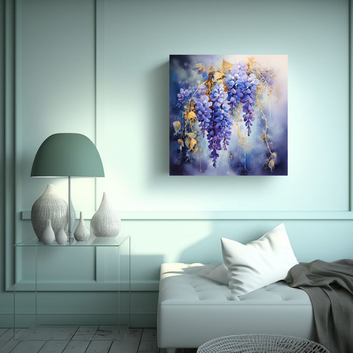 GENERICO - Pintura Abstracta En Bastidor De Tela Con Flores 70x70 Cm