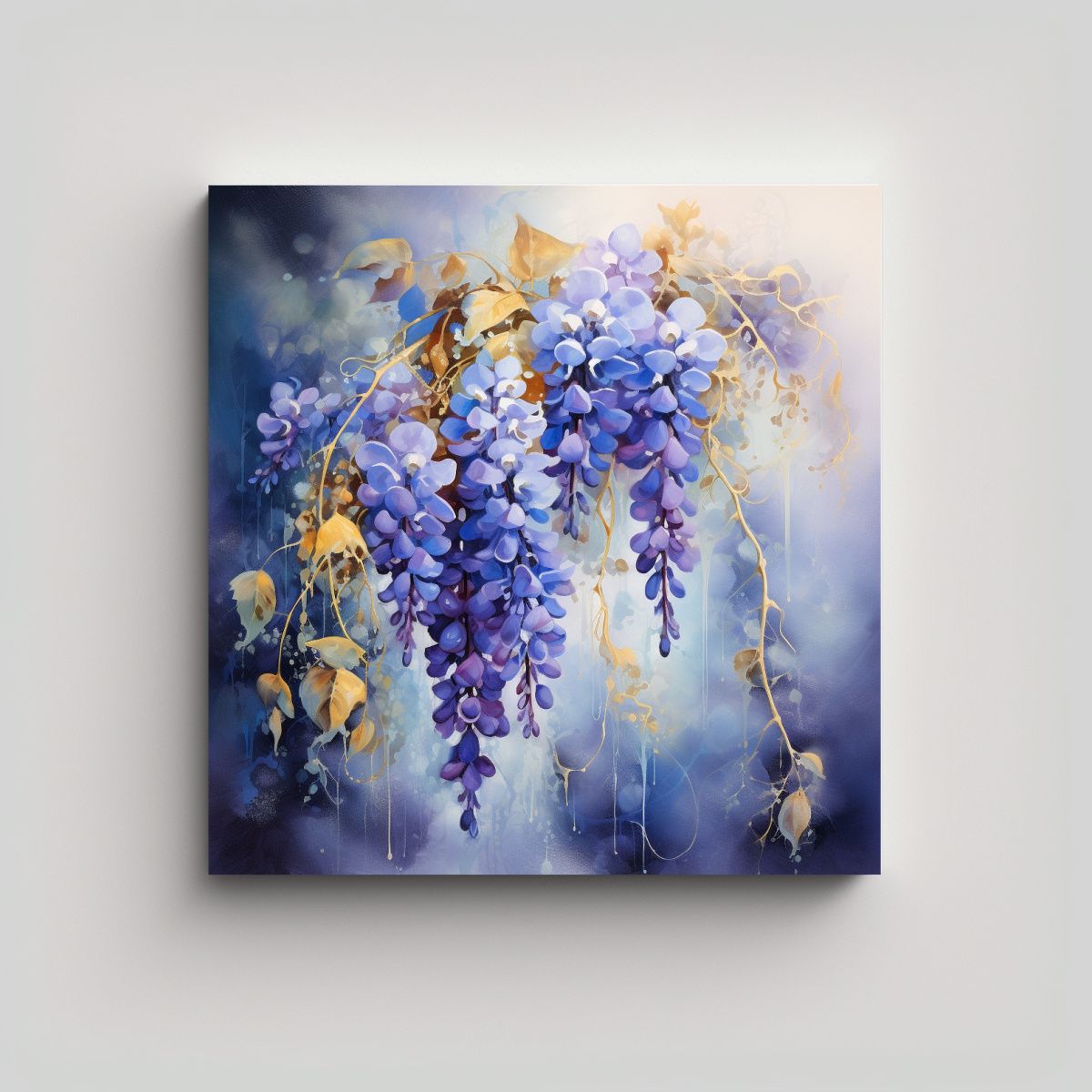 GENERICO - Pintura Abstracta En Bastidor De Tela Con Flores 80x80 Cm