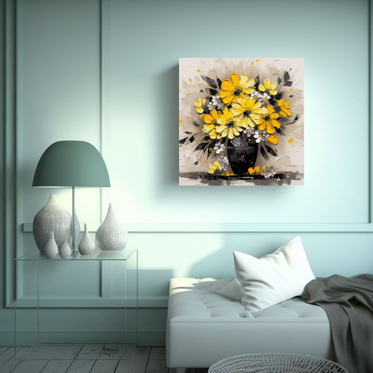 GENERICO - Composición Cuadrado Perspectiva Amarillo Y 80x80 Cm