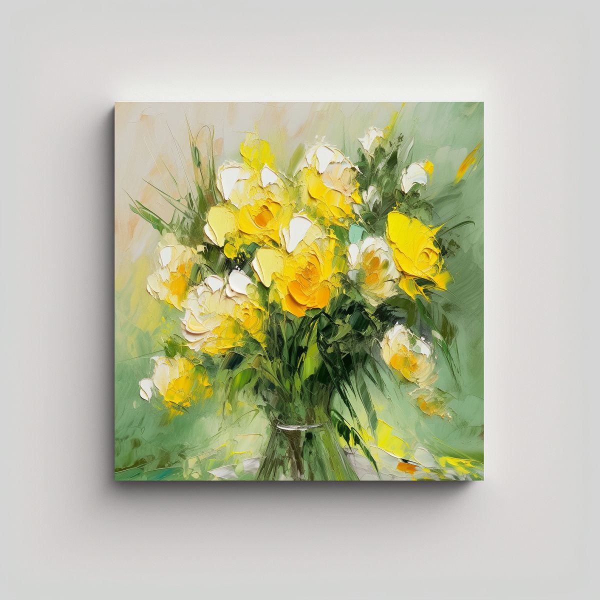 GENERICO - Cuadro Alegría Pintura En Lienzo Amarillo Y 80x80 Cm