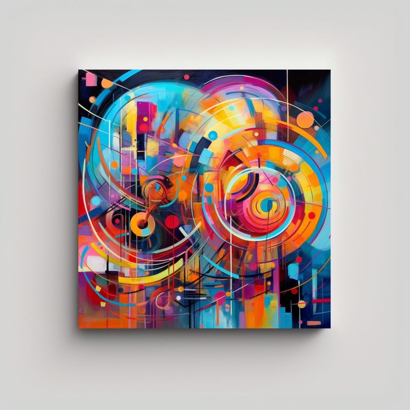 GENERICO - Pintura Abstracta Movimiento Exuberante Arte De 50x50 Cm
