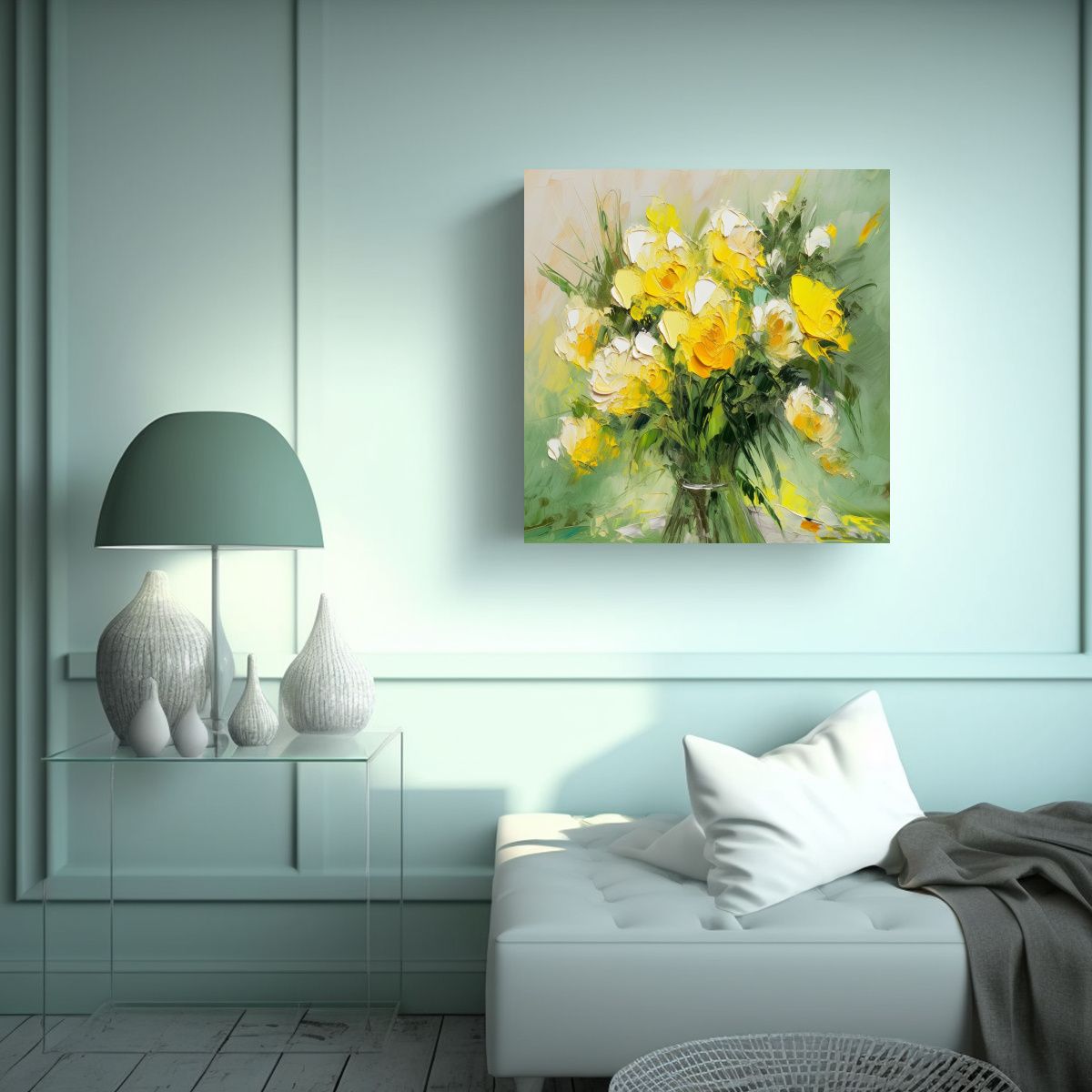 GENERICO - Cuadro Alegría Pintura En Lienzo Amarillo Y 50x50 Cm