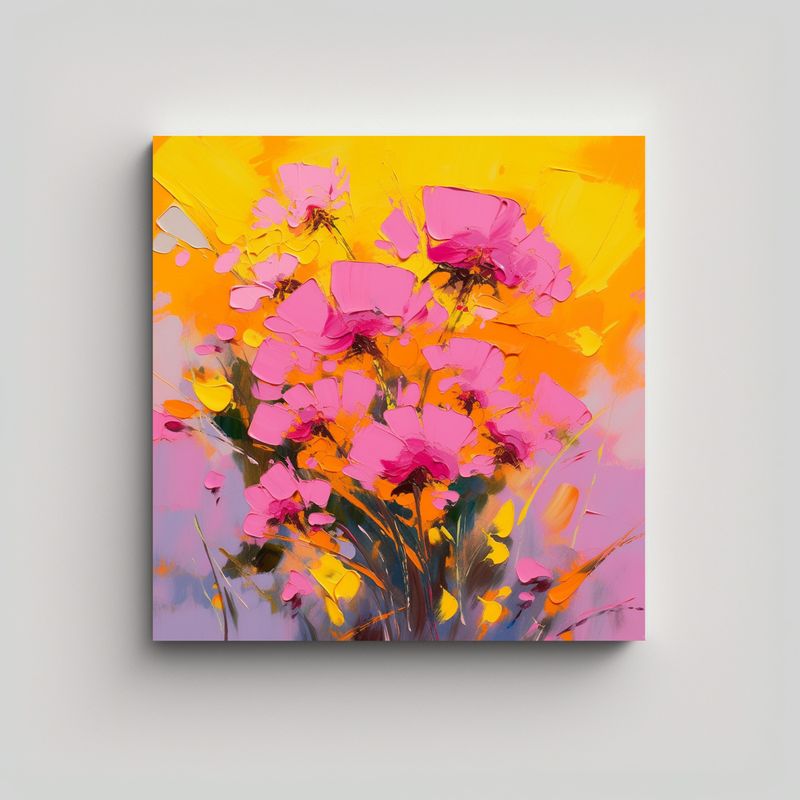 GENERICO - Lienzo De Tela Tema Fantástico Pintura De Flores 90x90 Cm