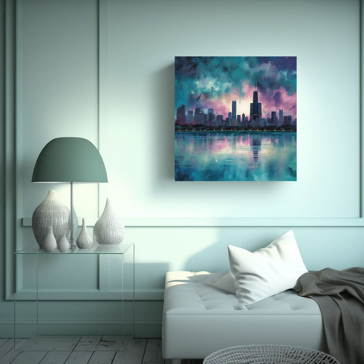 GENERICO - Pintura Decorativa Estilo Galería Del Lago Y 50x50 Cm.