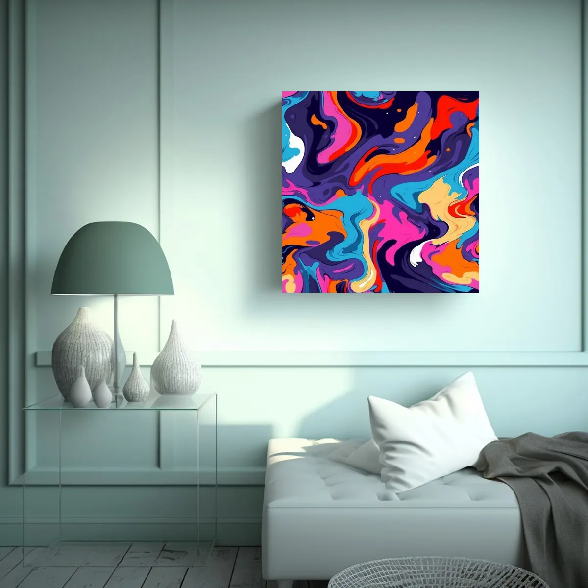 GENERICO - Lienzo Con Líneas Finas Y Expresividad, Pintura 50x50 Cm