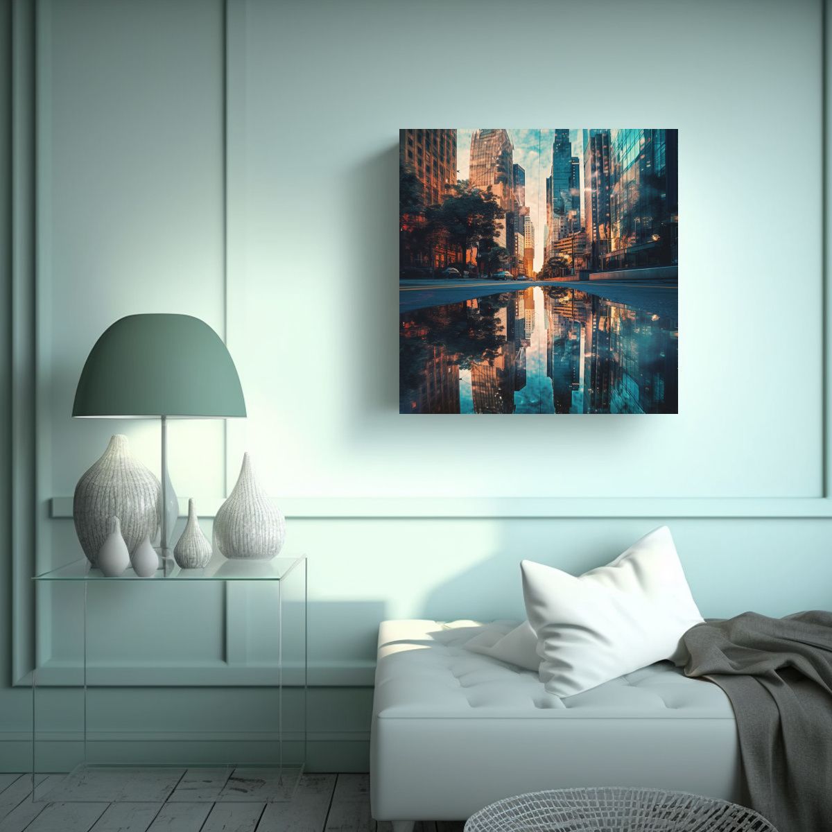 GENERICO - Cuadro De Pared Reflejo De Rascacielos En Colores 60x60 Cm