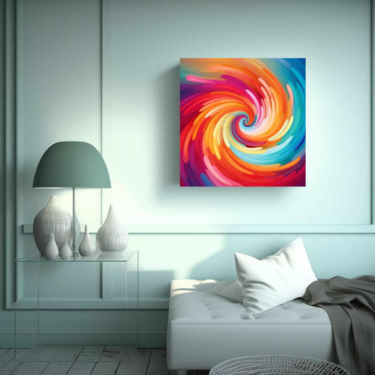 GENERICO - Pintura Decorativa Con Fondo De Remolino De 80x80 Cm