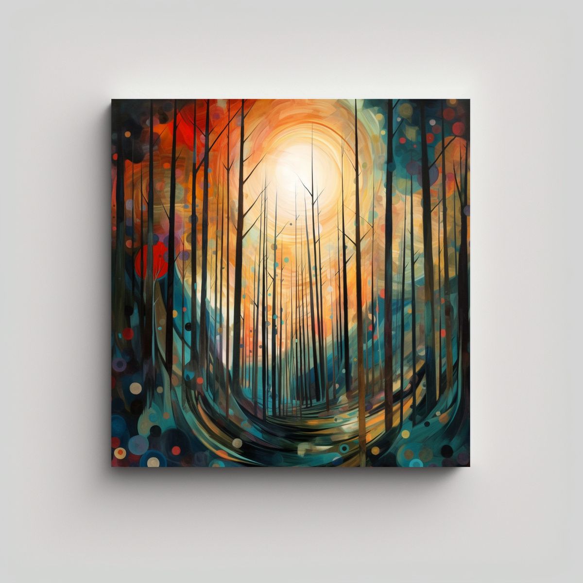 GENERICO - Pinturas De Arte Abstracto Del Bosque En Canva 80x80 Cm