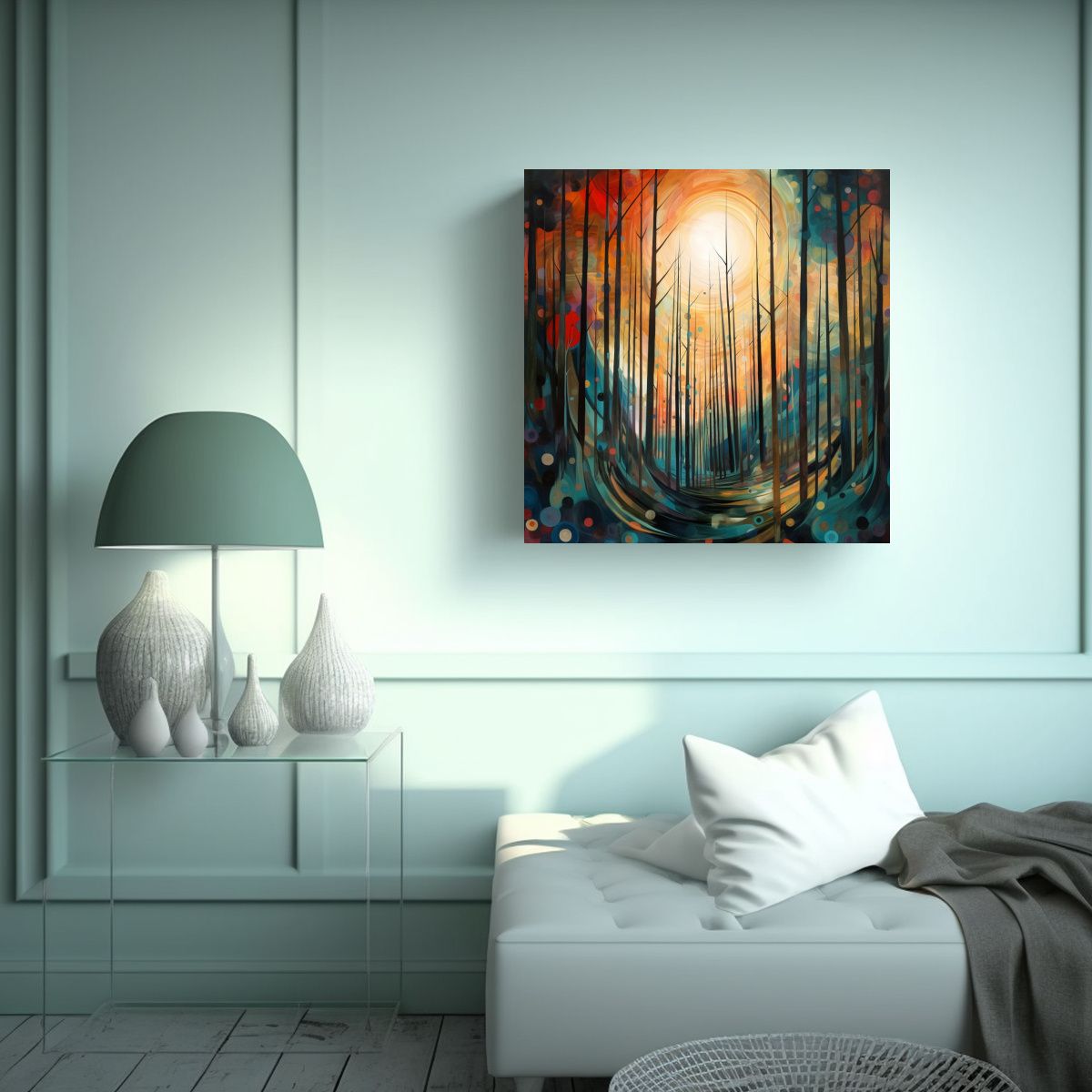 GENERICO - Pinturas De Arte Abstracto Del Bosque En Canva 70x70 Cm