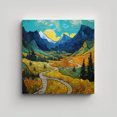 GENERICO - Pintura Original Naturaleza De La Montaña Por 50x50 Cm