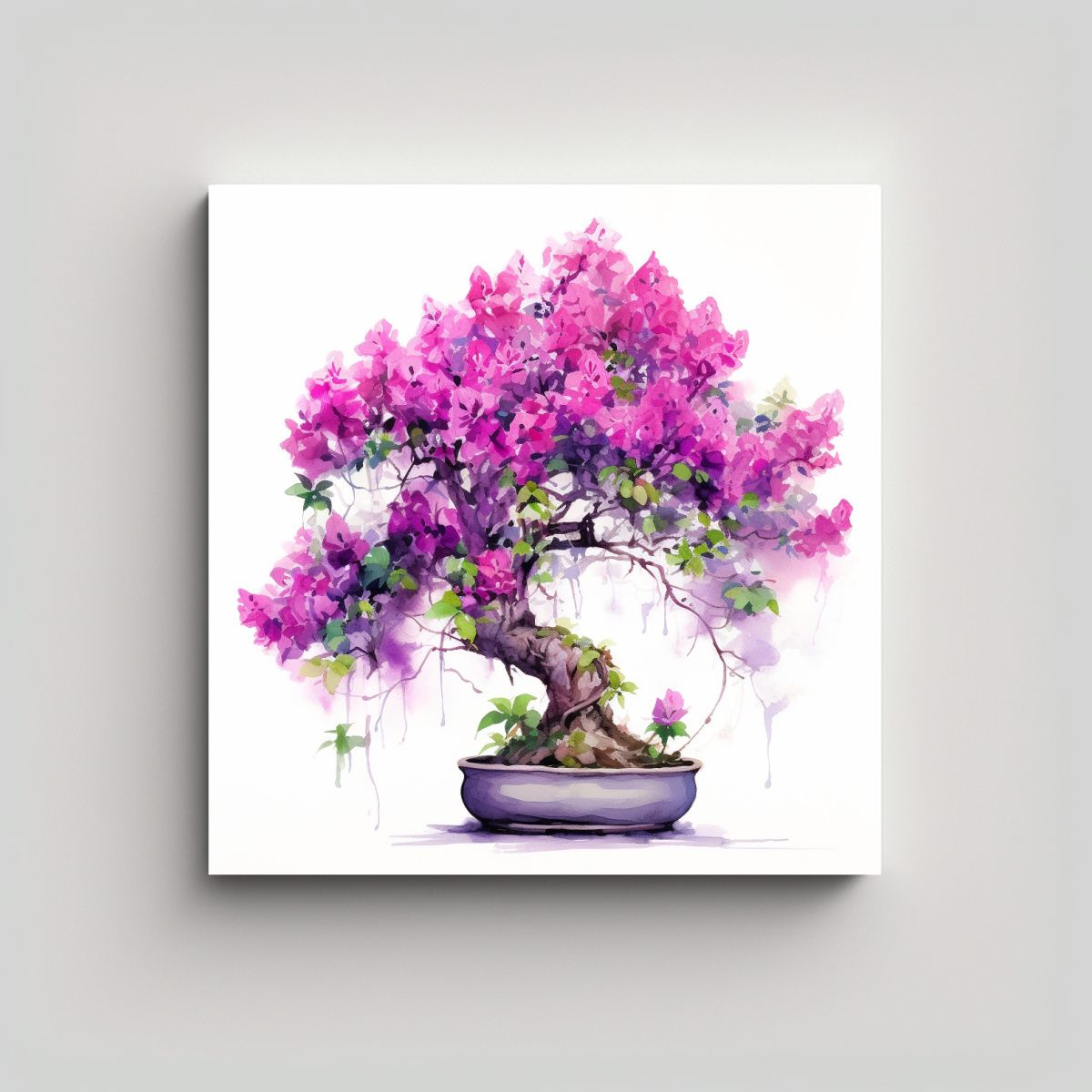 GENERICO - Cuadro Cuadro Alegre Árbol Bonsái Bougainvillea 50x50 Cm