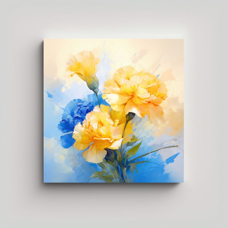 GENERICO - Pintura Abstracta De Flores Amapolas Amarillas Y 50x50 Cm